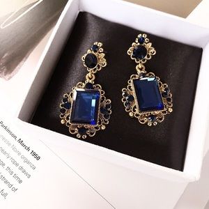 Vintage sapphire color statement earrings